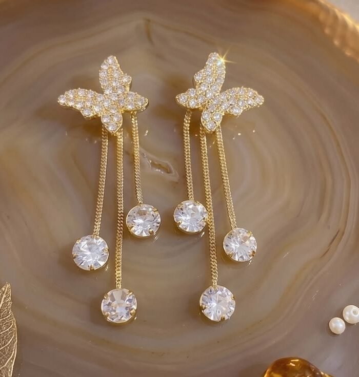 Shimmering Butterfly Dangle Earrings