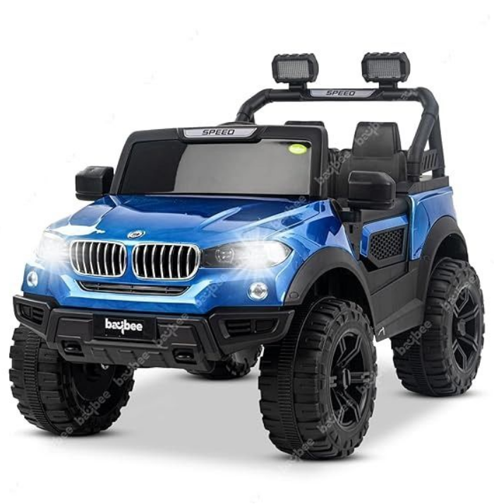 A fun battery-operated ride-on jeep with LED lights