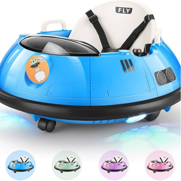 An exciting electric bumper car featuring flashing LED lights